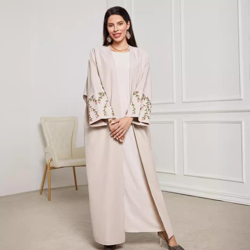 Muslim Embroidered Middle Eastern Clothing Fashion Elegant Cardigan Embroidered Dress Robe - Mixbatch