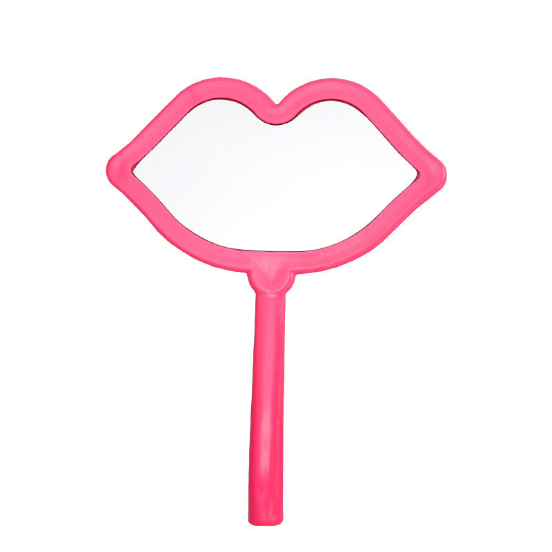 A new lip handheld makeup mirror can be printed LOGO handle mirror high definition portable makeup mirror DIY mini mirror - Mixbatch