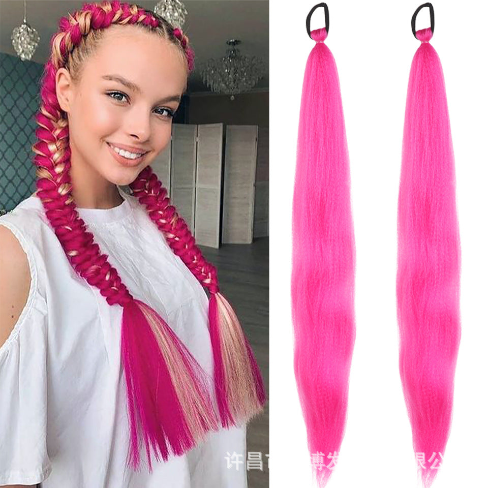 A child girl rubber band ponytail wig box braids colorful elastic rope braids ponytail wig hair extensions braids - Mixbatch
