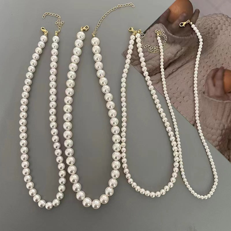 Pearl retro necklace women ins cold wind neck chain light luxury niche design 2023 cd tide sweater chain