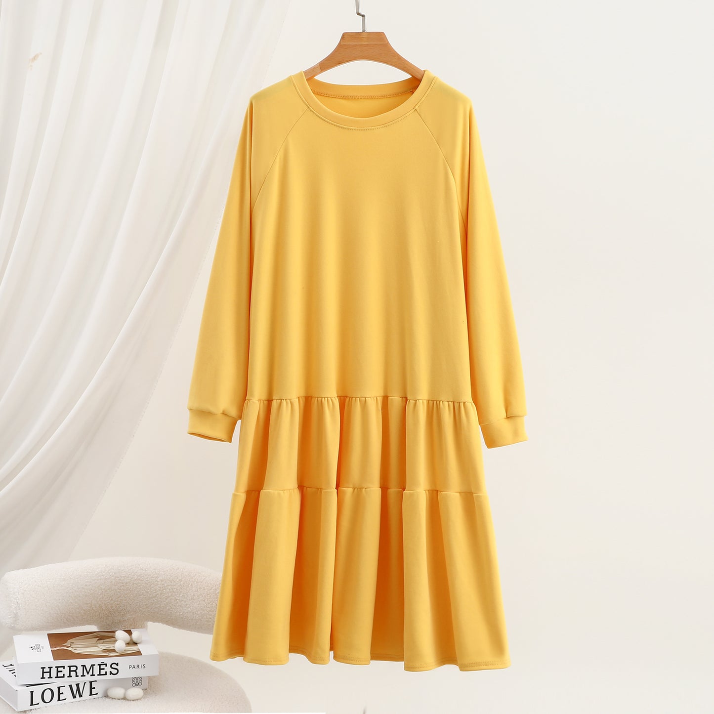 A long-sleeved dress