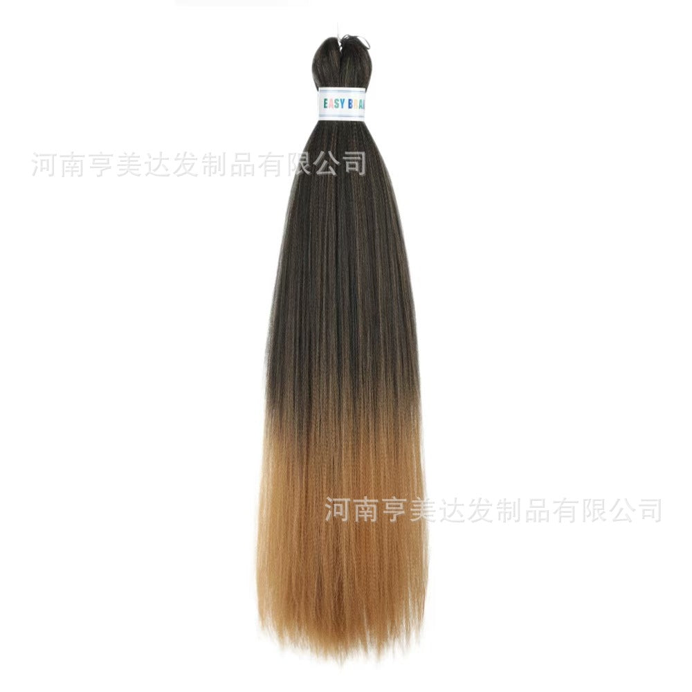 A EZ Color 26inch Women Chemical Fiber Long Straight Hair Large Easy Braided Hair Low Temperature Silk Long Straight Hair Wig - Mixbatch
