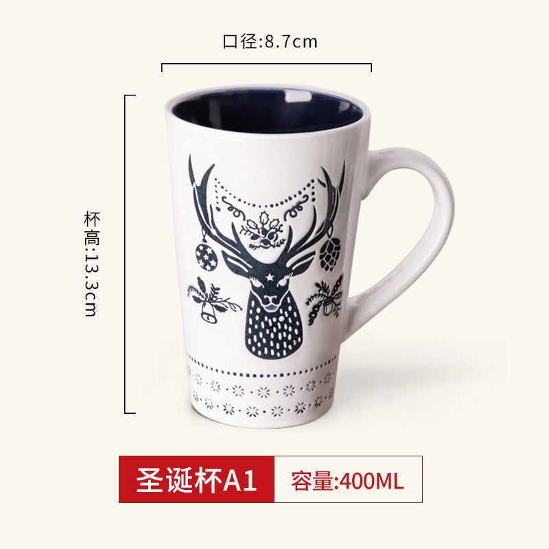 A Christmas mug creative cute cartoon ceramic cup girls coffee cup teacup holiday gift cup