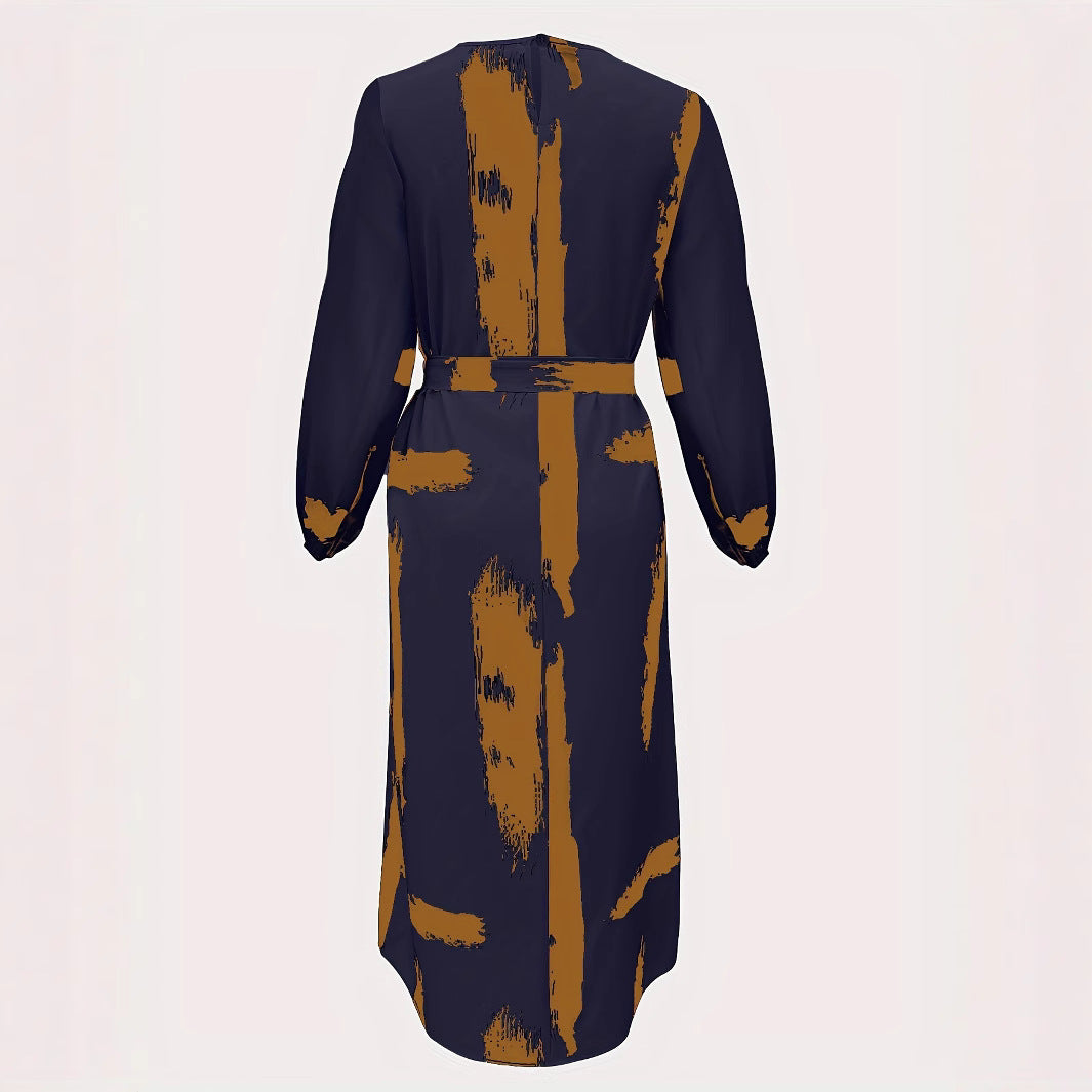 A printed long-sleeved dress