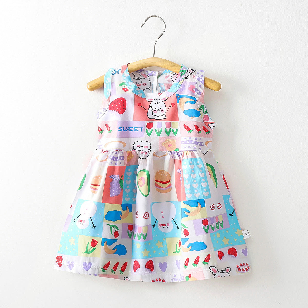 A summer children's and girls' cotton vest dress baby thin rayon floral skirt - Mixbatch