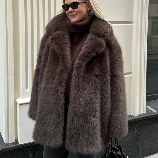 A faux fur coat