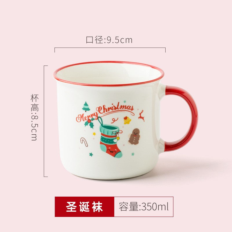 A Christmas mug creative cute cartoon ceramic cup girls coffee cup teacup holiday gift cup