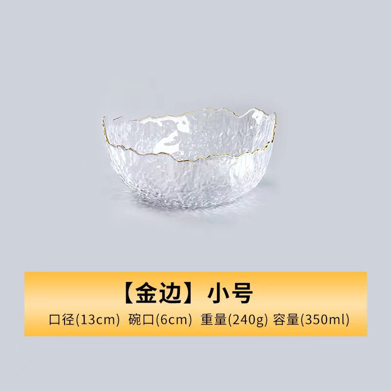 A Creative Japanese Lotus Mist Powder Glass Fruit Salad Bowl Set High Value Dessert Bowl Light Luxury Simple Household Fruit Plate
