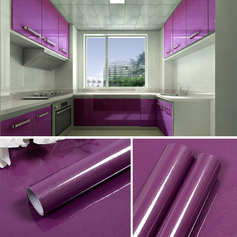 A cabinet self-adhesive sticker furniture renovation waterproof thickened paint wallpaper pearlescent cabinet room wardrobe solid color pvc wallpaper
