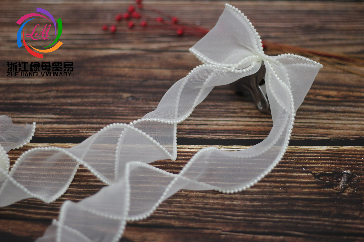 A Spot 5.5cm Pearl Meteor Fishtail Yarn Copy Edge Wave Yarn Cake Bouquet Packaging Material Bow Ribbon - Mixbatch