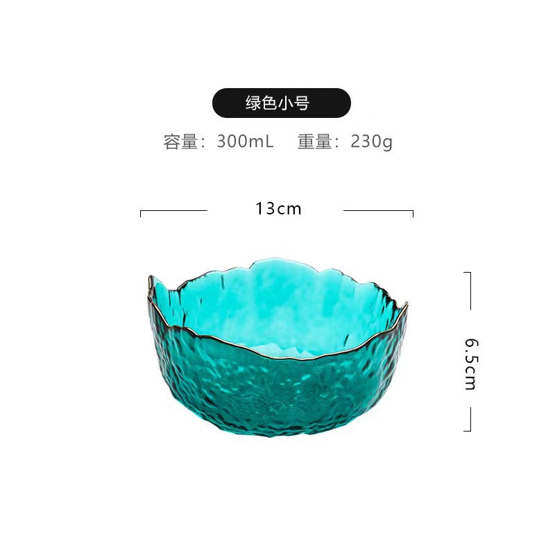 A Creative Japanese Lotus Mist Powder Glass Fruit Salad Bowl Set High Value Dessert Bowl Light Luxury Simple Household Fruit Plate