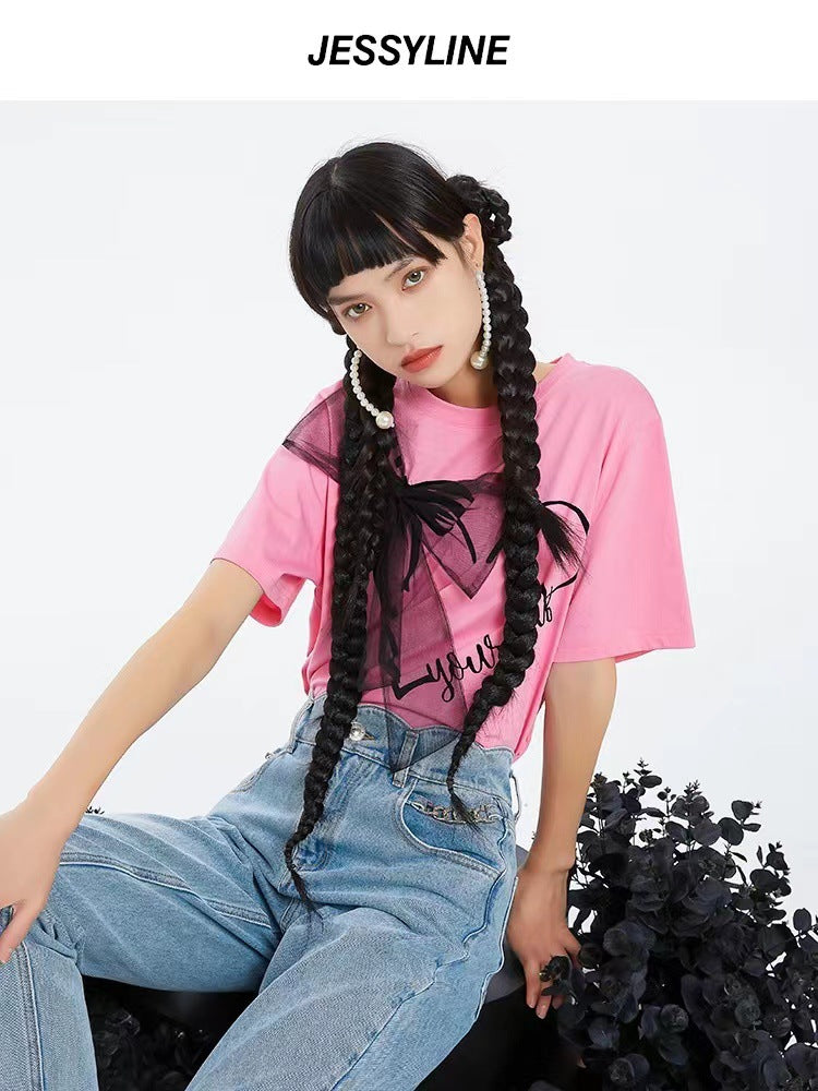 A Black Short Sleeve T-Shirt Women's Summer - Mixbatch