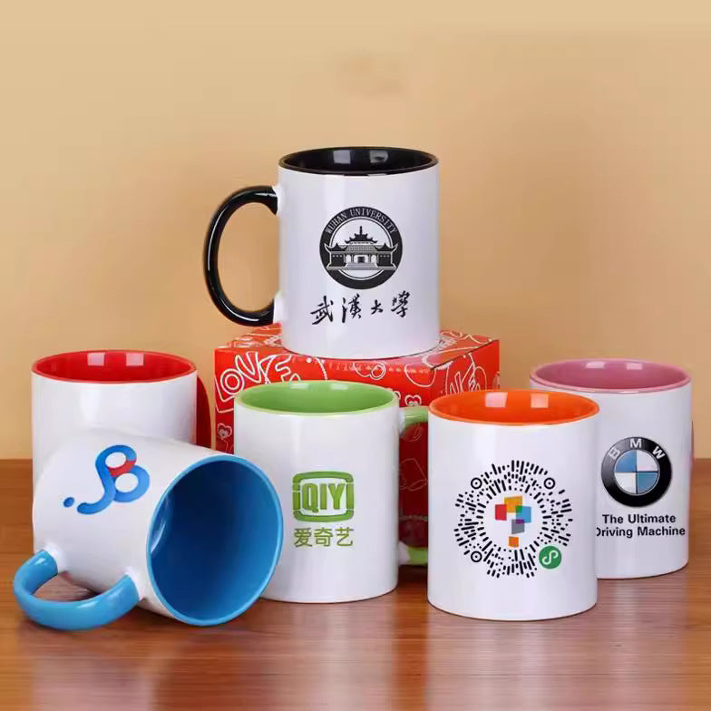 A creative coated ceramic cup color-changing water cup custom LOGO heat transfer mug