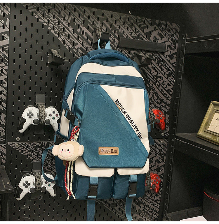 A Korean version ins new high-value trendy and cool contrasting backpack, couple light travel travel large-capacity backpack