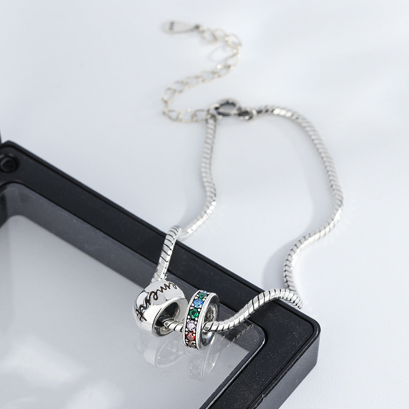 A S925 Sterling Silver Double Ring Diamond Bracelet