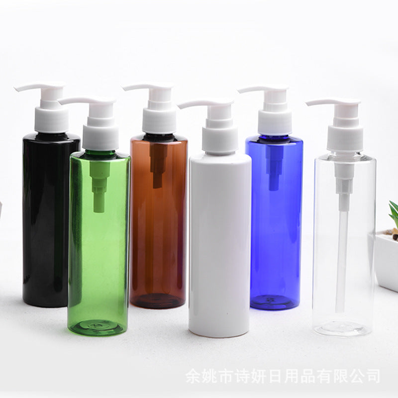 A 200ml flat shoulder bottle 24 mouths with L09 all-plastic pump head, shampoo conditioner empty bottle - Mixbatch