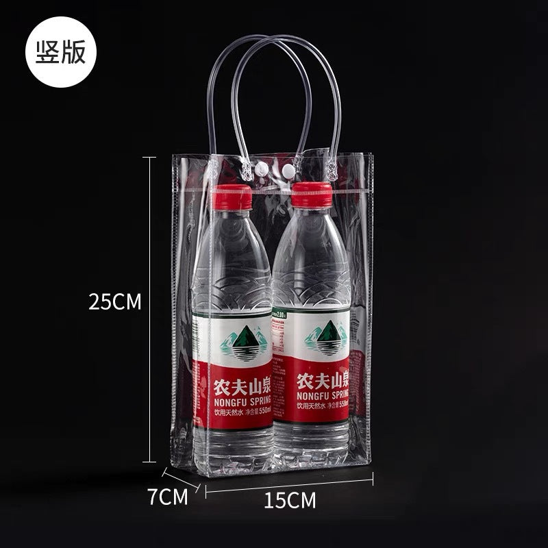 A spot stall pvc plastic tote bag transparent hose thickened red wine packaging bag gift bag