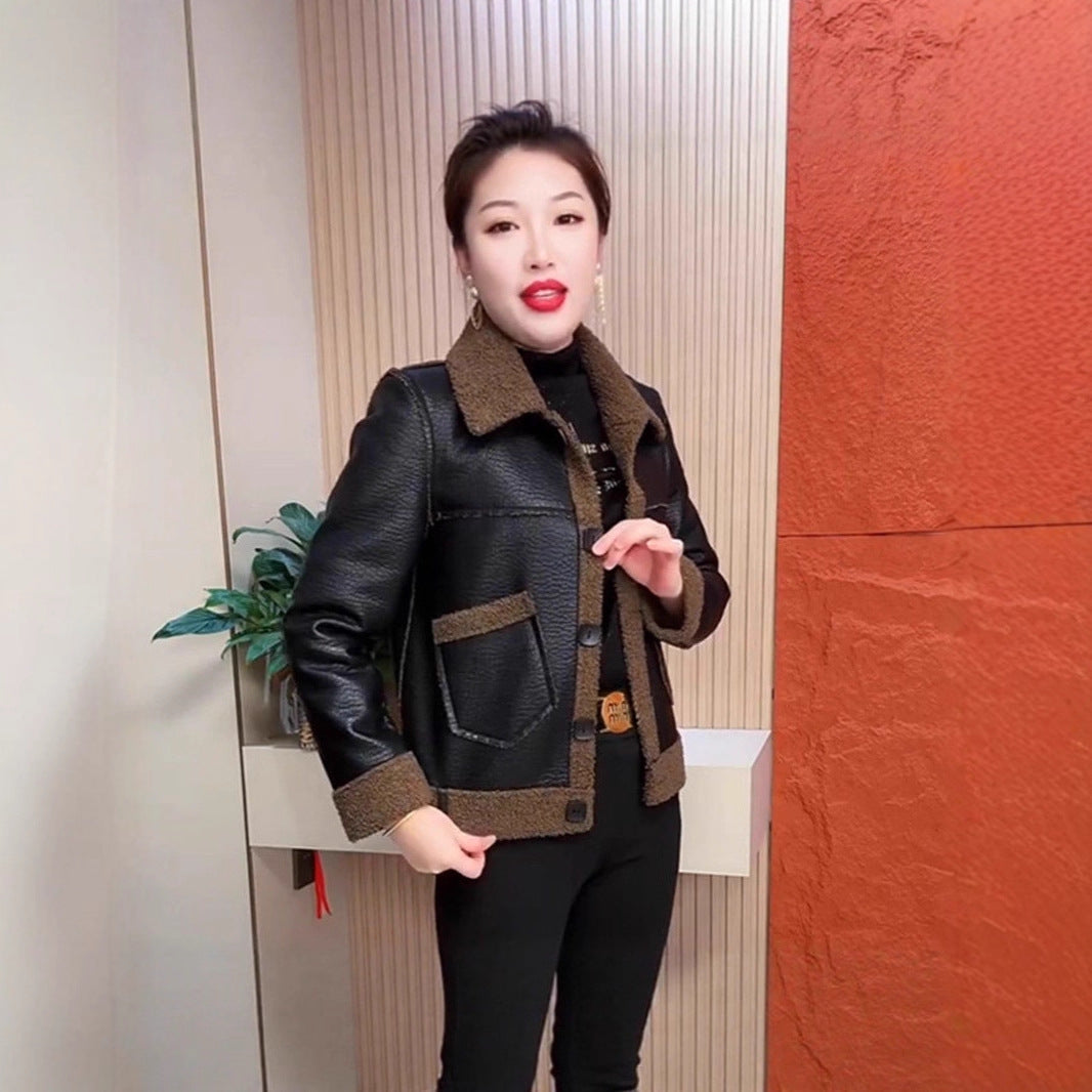 A women's leather jacket