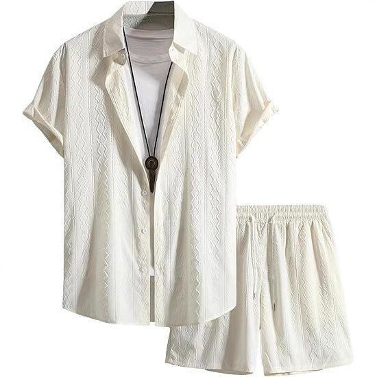 A Men's Short Sleeve Shorts Shirt Set