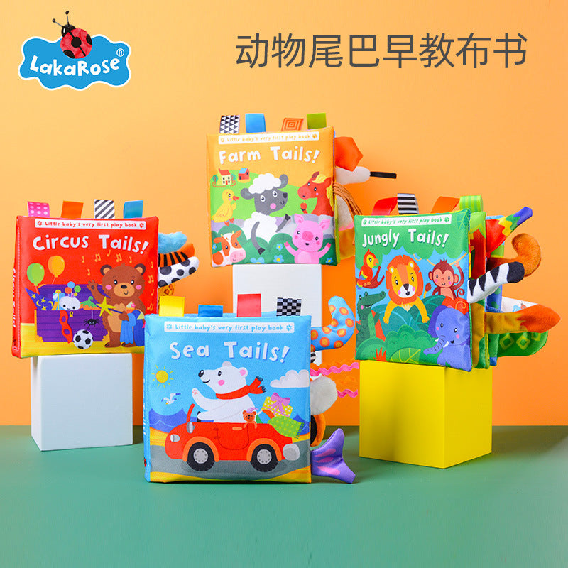 Animal Tail Cloth Book Baby Ringing Paper Cloth Book 0-1 Year Old Infant Toy Enlightenment Early Education Cloth Book
