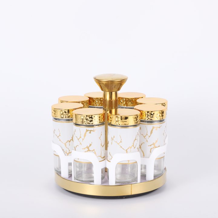 A glass seasoning bottle seasoning jar