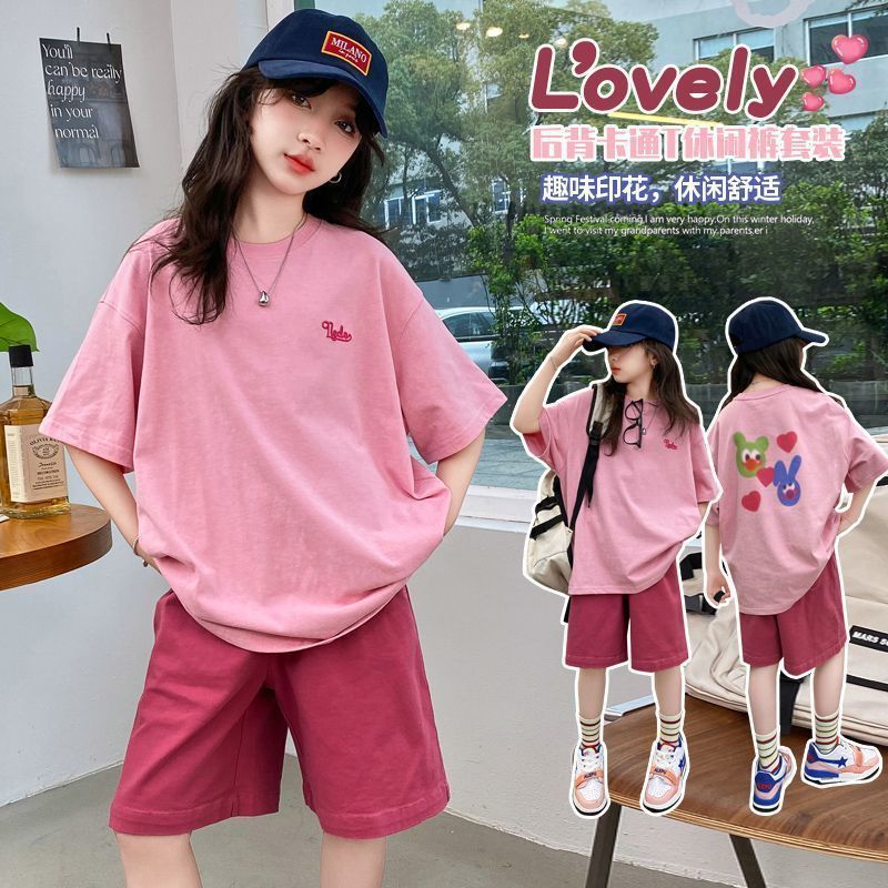A girl summer thin suit Internet celebrity girl middle aged older children fashionable foreign style fried street sports summer clothes trendy clothes