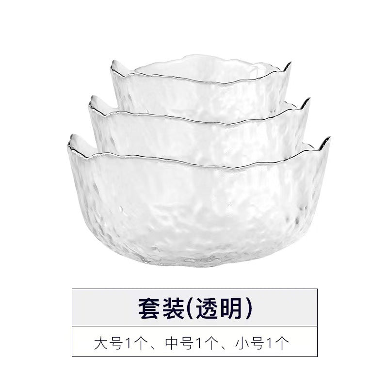 A Creative Japanese Lotus Mist Powder Glass Fruit Salad Bowl Set High Value Dessert Bowl Light Luxury Simple Household Fruit Plate
