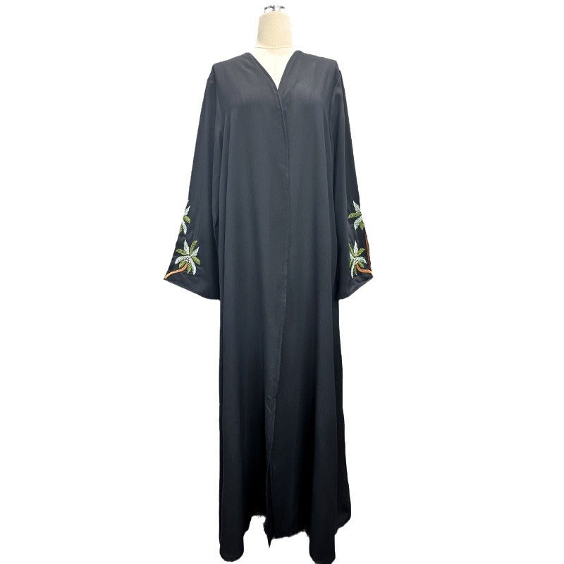 New Middle Eastern Muslim Clothing Fashion Elegant Cardigan Embroidered Dress Robe - Mixbatch