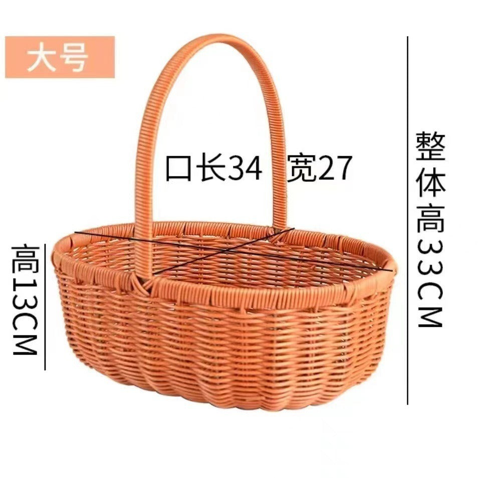 A imitation rattan new oval fruit basket picking basket rattan large portable flower basket gift