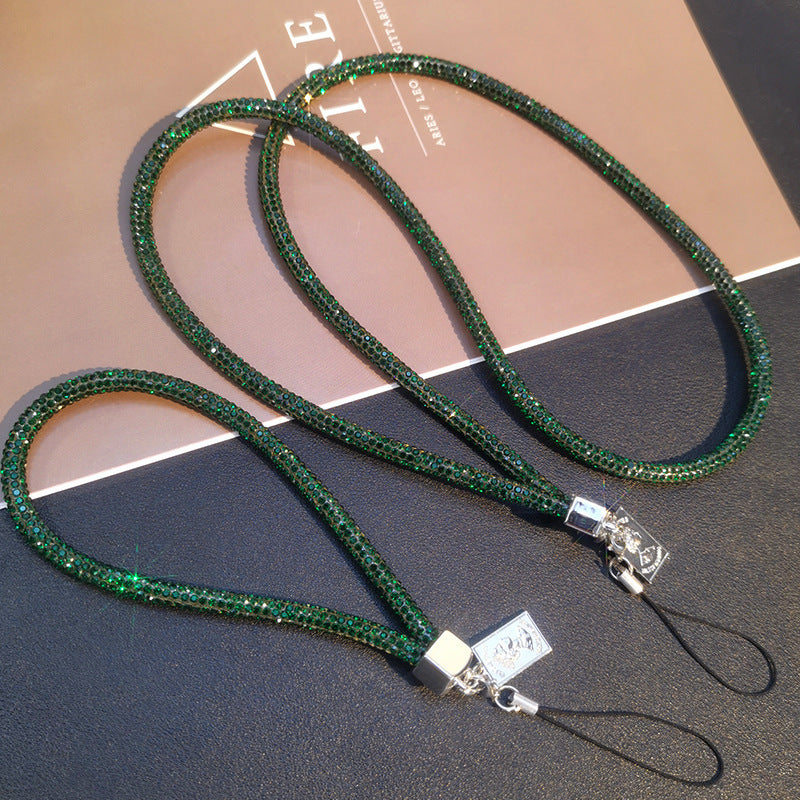 A Mobile phone lanyard length Wrist rhinestone lanyard Women's high-end luxury full diamond pendant Colorful fashion pendant - Mixbatch