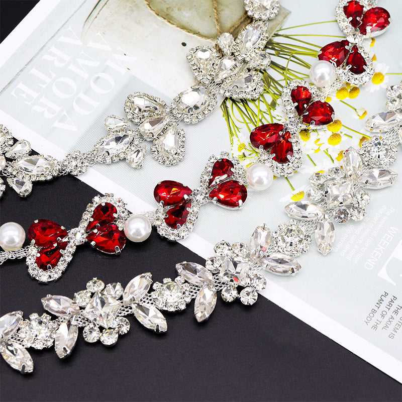 A rhinestone chain diamond jewelry fancy welding drill chain hand seam drill metal chain accessories horse eye drill claw chain DIY accessories - Mixbatch