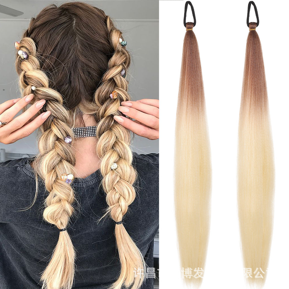 A child girl rubber band ponytail wig box braids colorful elastic rope braids ponytail wig hair extensions braids - Mixbatch