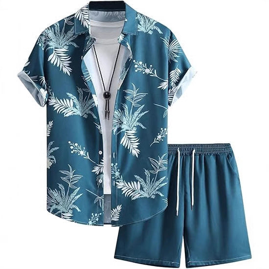 A Men's Short Sleeve Shorts Shirt Set