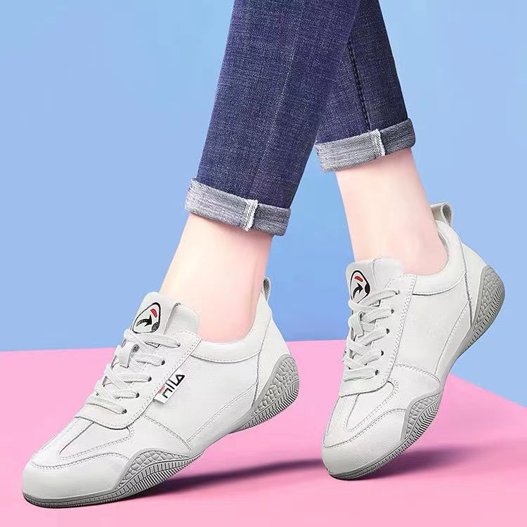 Foreign trade small white shoes, women's shoes with leather surface, sports and leisure flat soles, Korean version, fashionable soft soles, lightweight single shoes, and sports shoes for distribution - Mixbatch