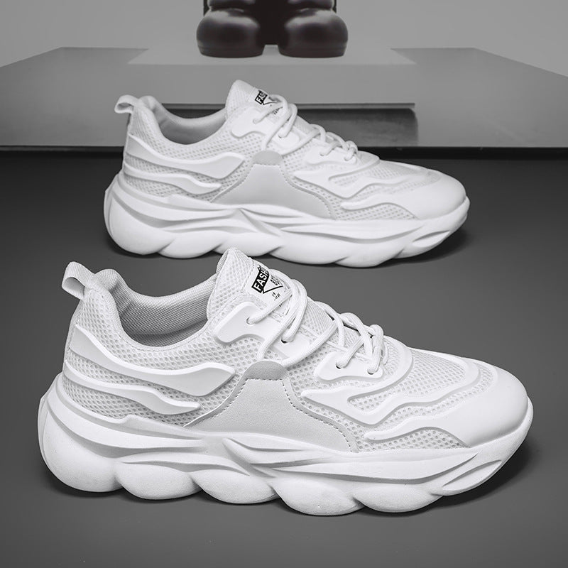 A new versatile men's shoes spring casual running sports shoes breathable men's lightweight thick-soled heightening trendy dad shoes - Mixbatch