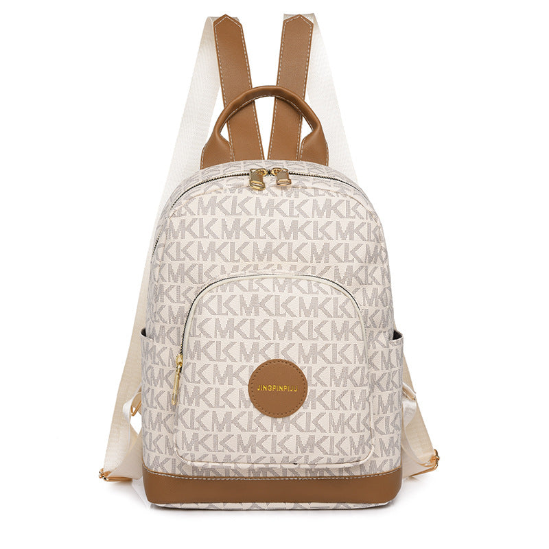 A daily versatile letter contrasting backpack manufacturer wholesale PU casual portable backpack - Mixbatch