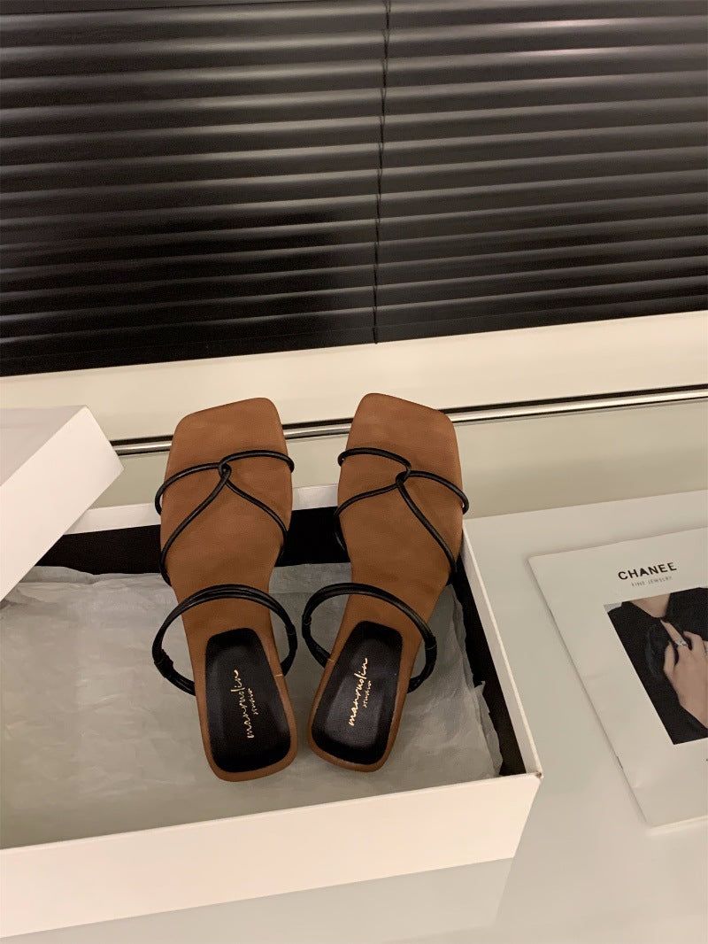 A Wedge Heel Strap Women Sandals Slippers