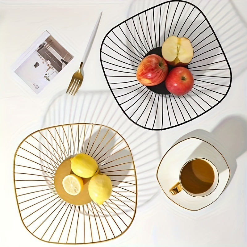 A wrought iron snack fruit plate