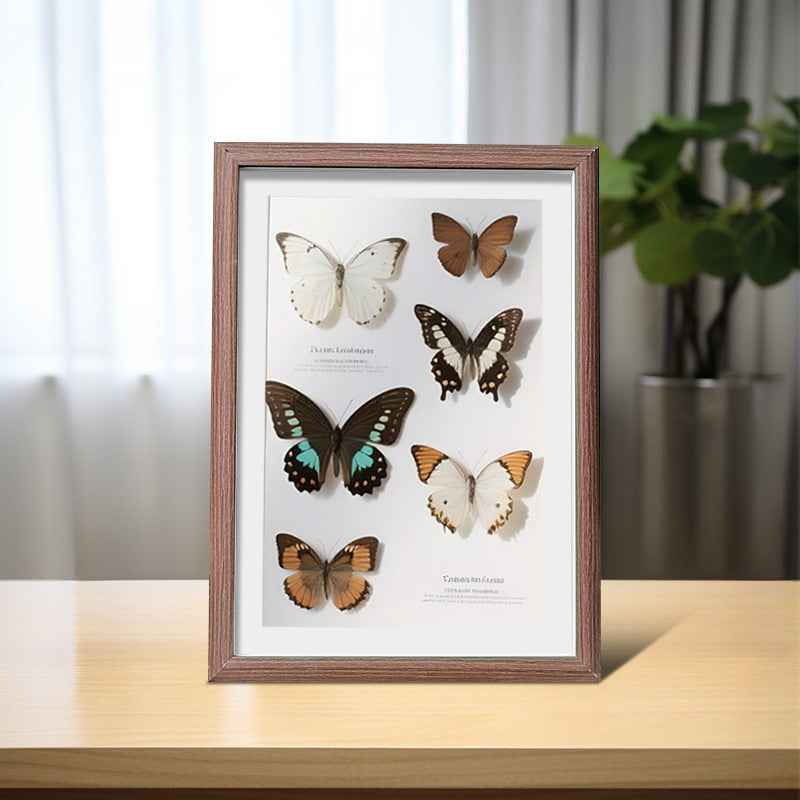 A wood hollow three-dimensional photo frame real butterfly specimen frame DIY handmade insect plant immortal specimen picture frame ornament
