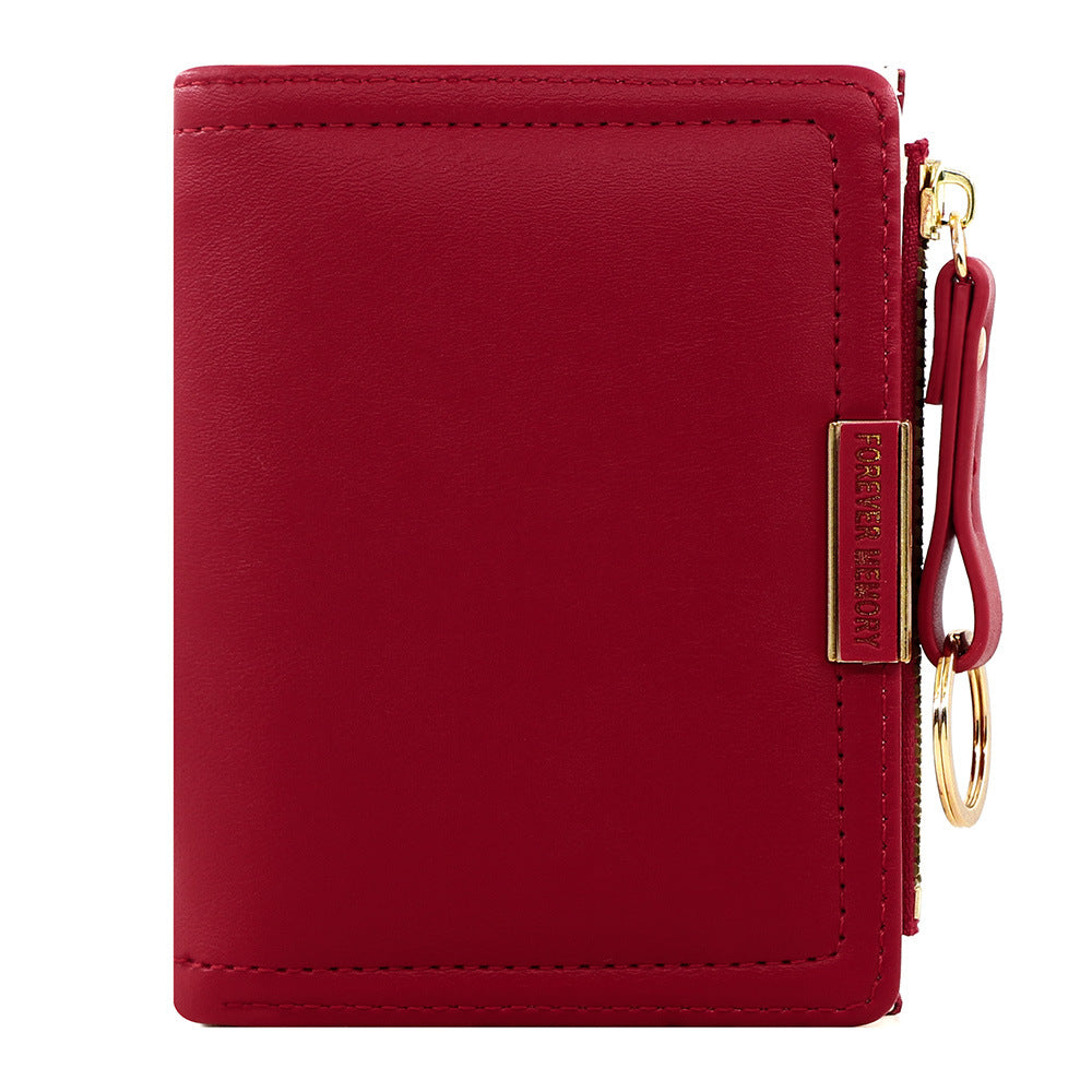 A new women's wallet short solid color card bag women's high-end cross-border zipper change bag source manufacturer