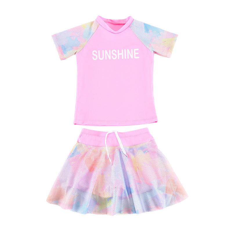 A medium and large children and girls swimsuit Japanese split swimsuit cartoon princess skirt hot spring swimsuit - Mixbatch