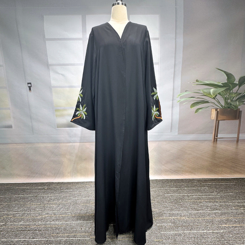 New Middle Eastern Muslim Clothing Fashion Elegant Cardigan Embroidered Dress Robe - Mixbatch