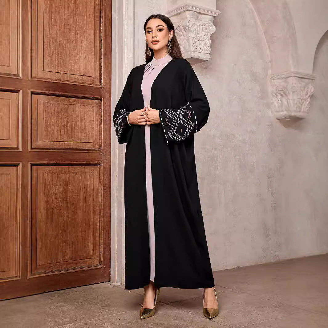 Cardigan Middle Eastern Muslim Robe Elegant Women's Wear Heavy Industry Embroidery Elegant Bat Sleeve - Mixbatch