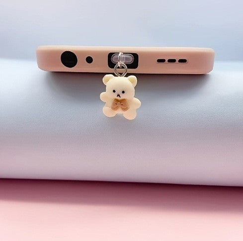 A Mobile Phone Dust Plug IOS Phone/Type-C/Android Couple Coffee Bear Pendant Mobile Phone Pendant