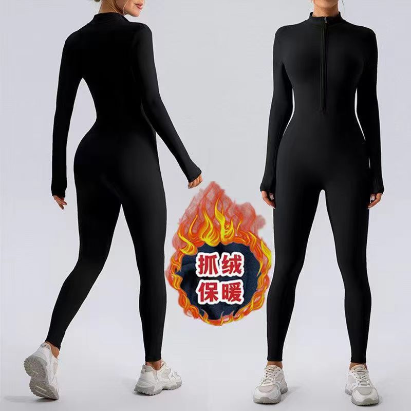A velvet one-piece yoga suit fitness suit