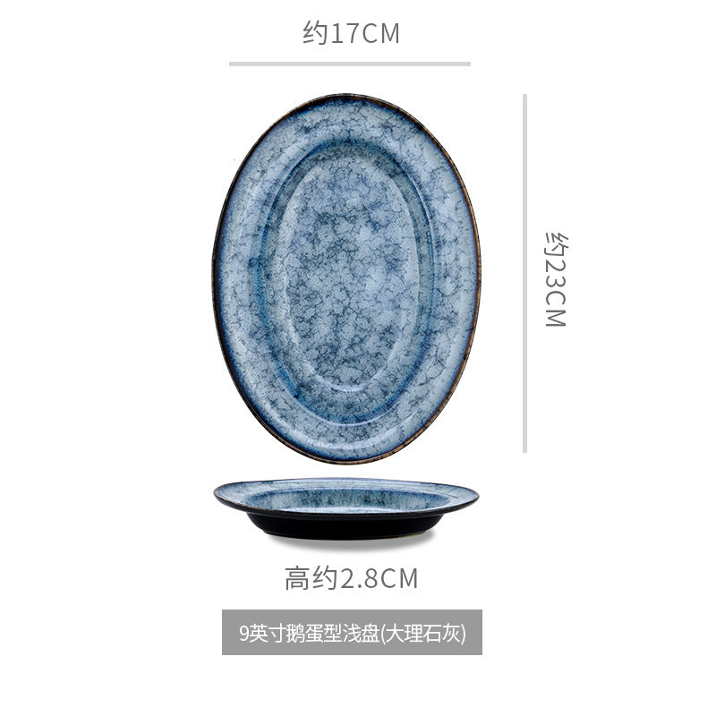 A Japanese creative goose egg-shaped ceramic plate vegetable plate household tableware simple western deep plate pasta plate salad plate