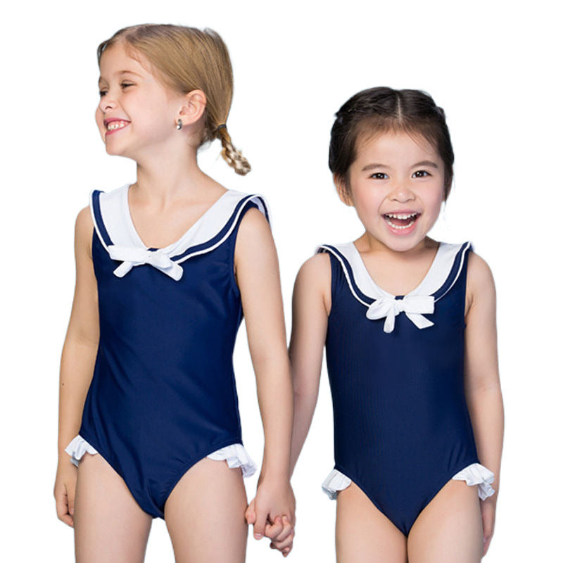 A children's swimsuit, girls' sunscreen, new Japanese and Korean style, one-piece swimsuit. - Mixbatch
