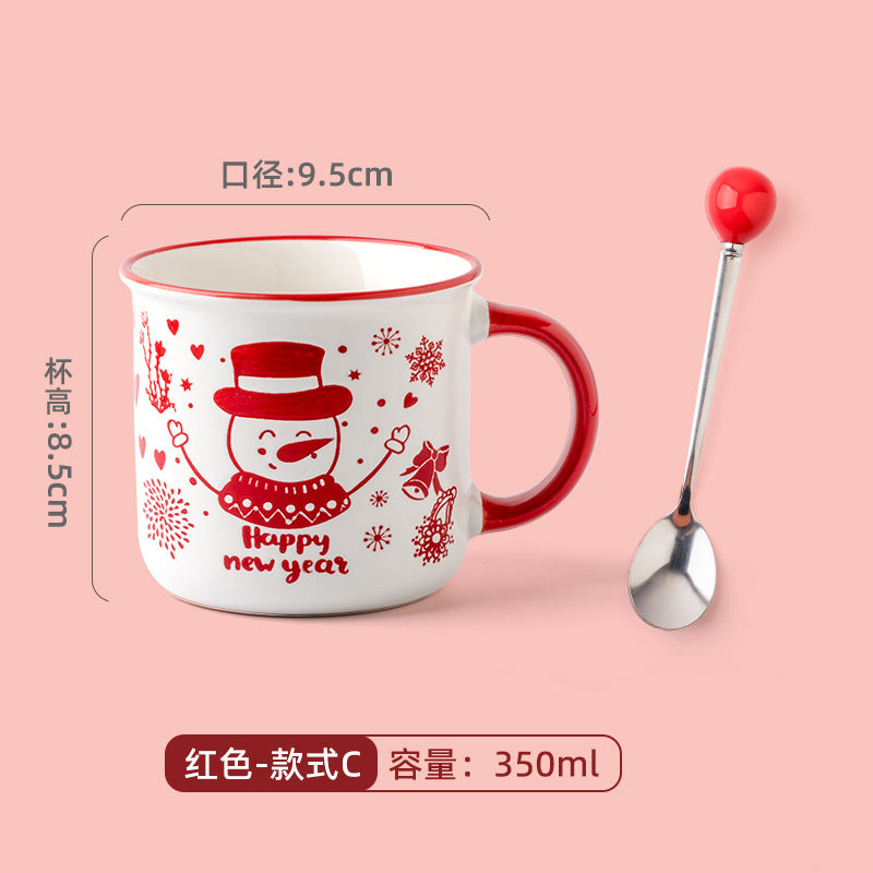 A Christmas mug creative cute cartoon ceramic cup girls coffee cup teacup holiday gift cup