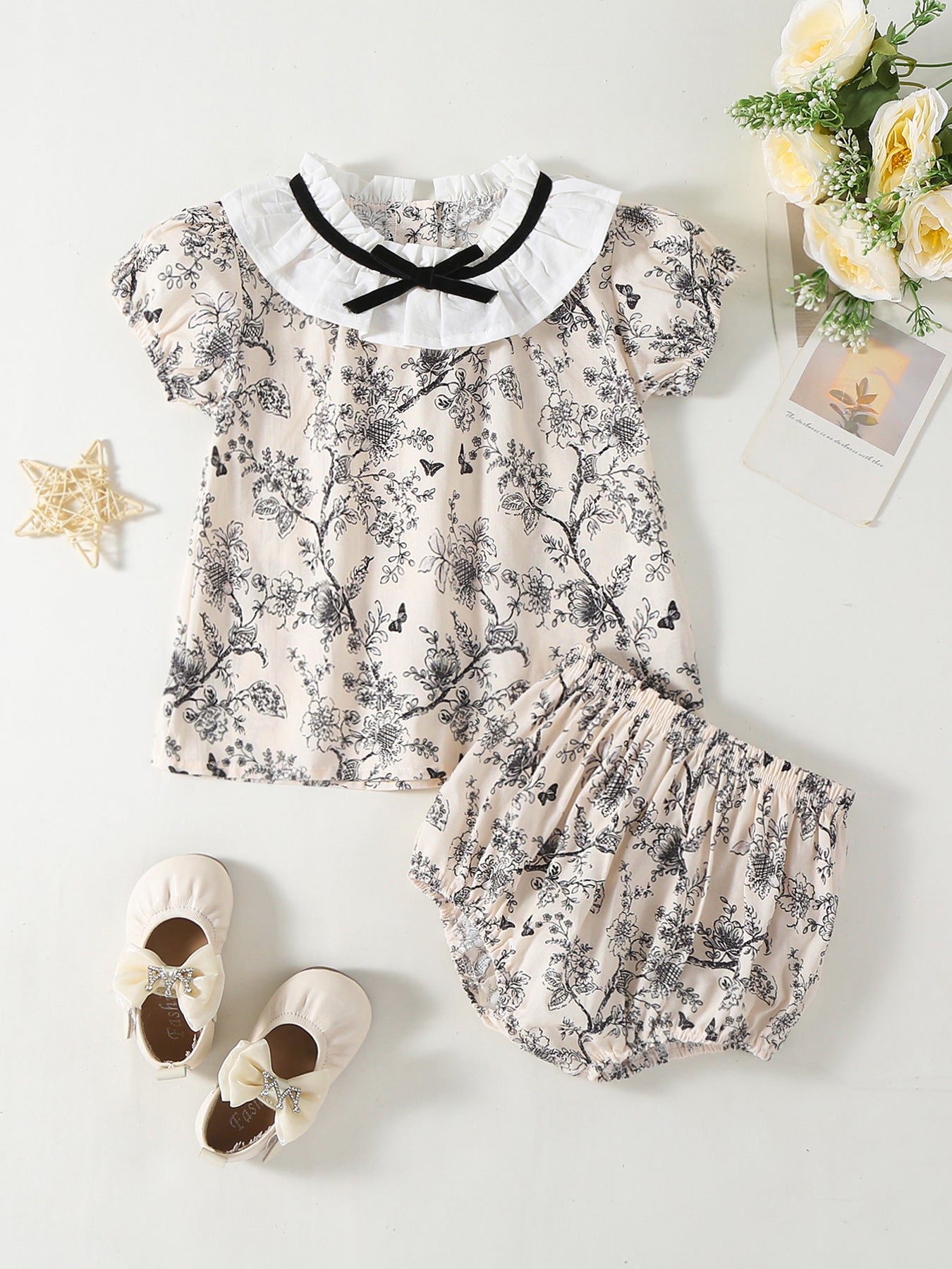 A New summer baby clothes baby girl floral triangle fart pants two-piece baby pants set