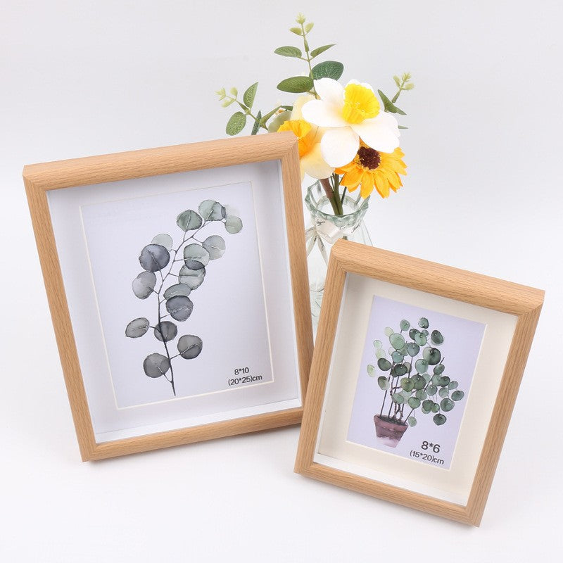 A creative wooden three-dimensional hollow photo frame, plant specimens mounted picture frame, children's oil painting wall picture frame